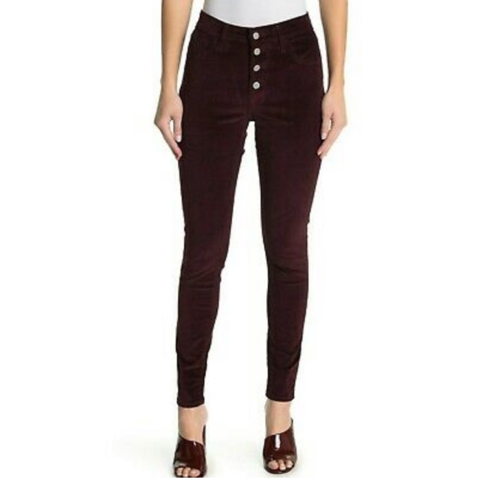 LEVI'S Size 27 721 HI-RISE BUTTON CORDUROY MALBEC